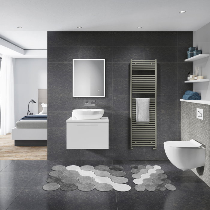 Mijölnir Juego de Alfombrillas de Baño Gris de 2 Piezas con Base Antideslizante Mijölnir Juego de Alfombrillas de Baño Gris de 2 Piezas con Base Antideslizante